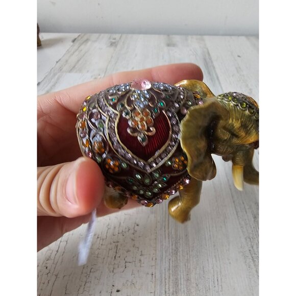 Kalifano jeweled elephant trinket box keepsake jewelry rhinestone new - Picture 4 of 10